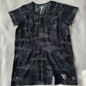 Athleta Black Compression Camouflage Tee
